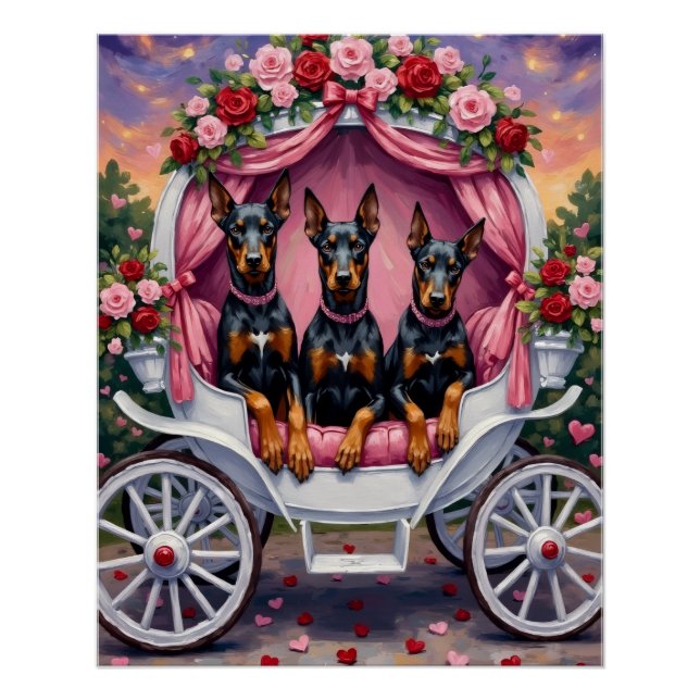 Poster Doberman Dog Valentine's Day  (Devant)