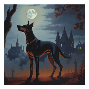 Poster Doberman Halloween effraie