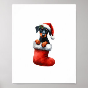 Poster Doberman Pinscher Dans Le Choc Noël Noël Noël Noël