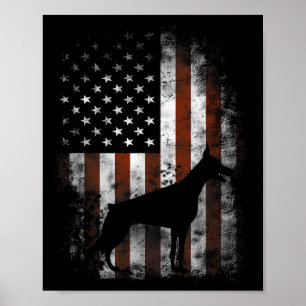 Poster Doberman Pinscher Drapeau américain Cadeaux patrio