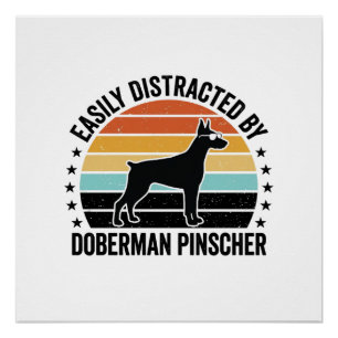 Poster Doberman Pinscher Graphique Vintage Coucher de Sol