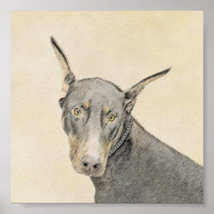 Poster Doberman Pinscher Peinture - Art Chien original