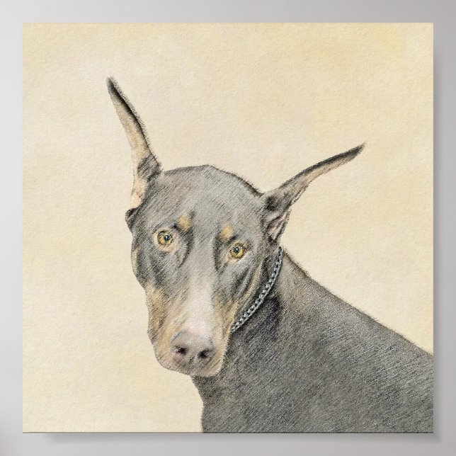 Poster Doberman Pinscher Peinture - Art Chien original (Devant)