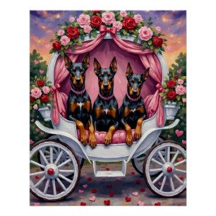 Poster Doberman Saint-Valentin