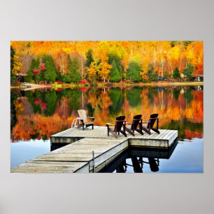 Poster Dock En Bois Sur Le Lac D'Automne