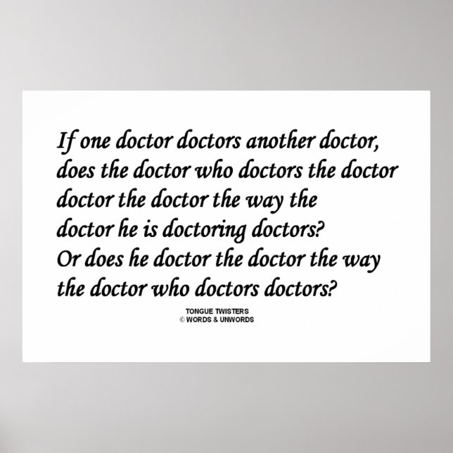 Poster Docteur Doctorant Un Autre Docteur (Tongue Twister (Devant)
