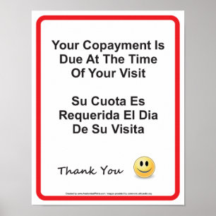 Poster Docteur Office Copayage Mur Signal Anglais Espagno