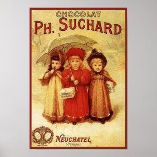 Poster Doctorat en chocolat vintage. Suchard Ad