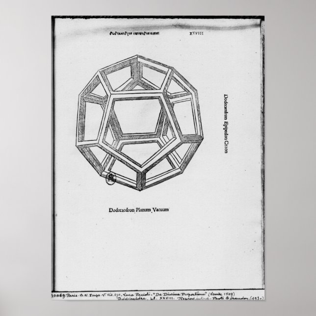 Poster Dodécahedron, de 'De Divina Proportione' (Devant)