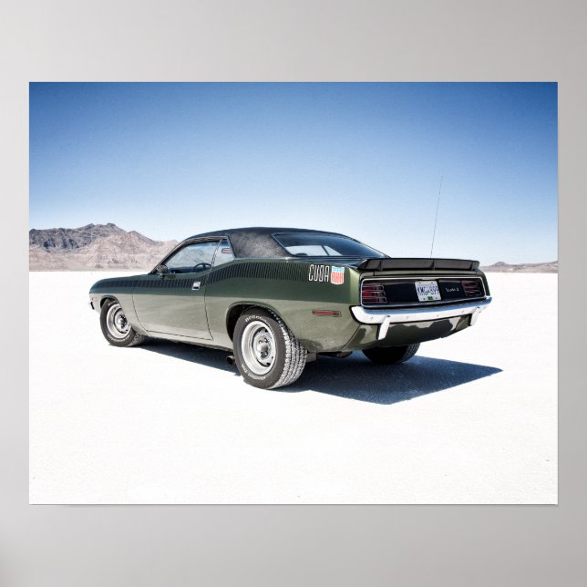 Poster Dodge hemi cuda sur les salines de Bonneville (Devant)