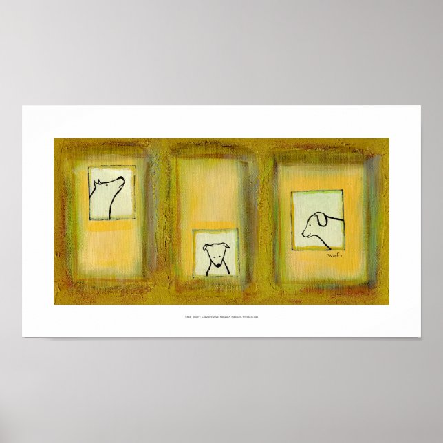 Poster Dog art amusant artiste contemporain peinture orig (Devant)