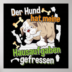 Poster Dog Ate My Homework - Apprendre le devis allemand