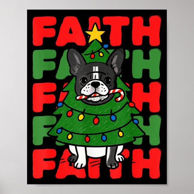 Poster Dog Christmas Faith French Bulldog Puppy Family Gr (Devant)