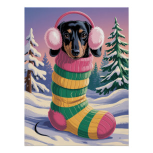 Poster Dog in snow