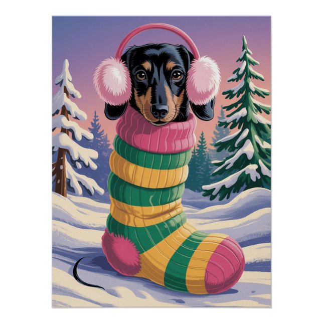 Poster Dog in snow (Devant)