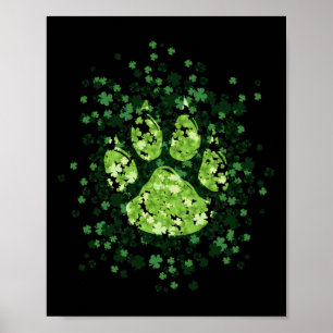 Poster Dog Paw Irish Lucky Green Shamrock
