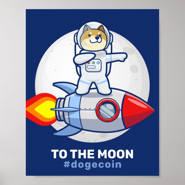Poster Dogecoin À La Lune Rocket Man Space Doge Crypto (Devant)