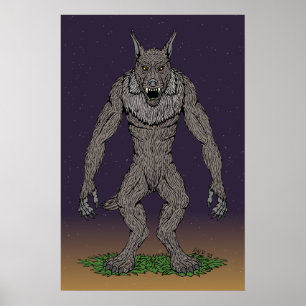 Poster Dogman Cryptid ou Werewolf