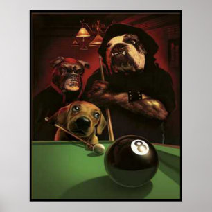 Poster Dogs Playing Pool - The Eightball