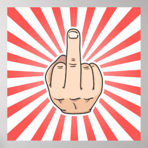 Poster Doigt central avec motif rayures rouges