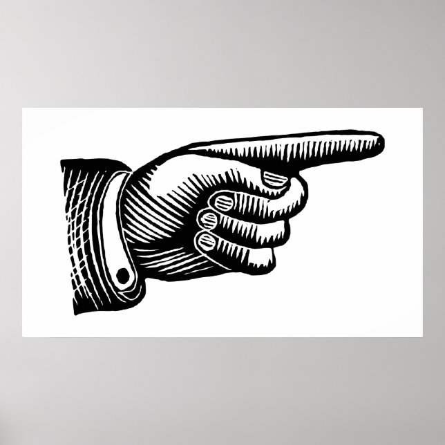 Poster Doigt noir et blanc rétro (Devant)