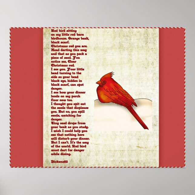 Poster d'oiseau rouge (Devant)