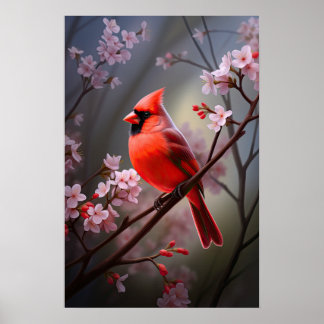 Poster d'oiseaux rouges du cardinal nord de l'Ohio