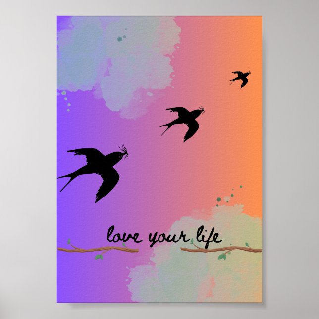 Poster d'oiseaux volants (Devant)
