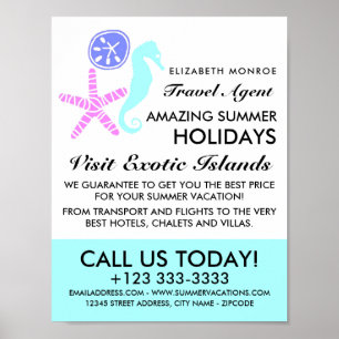 Poster Dollar de sable, Poisson étoilé, Cheval de mer, Ag