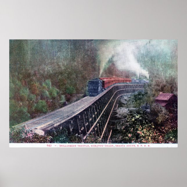 Poster Dollarhide Trestle, Route Shasta, Pacifique Sud (Devant)
