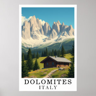 Poster Dolomites Italie Montagne Cabine Alpine Art