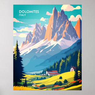 Poster Dolomites Italie Vintage voyage