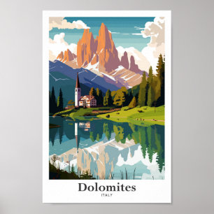 Poster Dolomites Italie Voyage Art Vintage Illustration