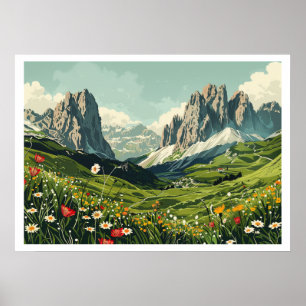 Poster Dolomites, Italie Voyage Rétro