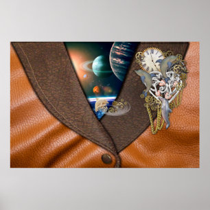 Poster Dolphin time on leather
