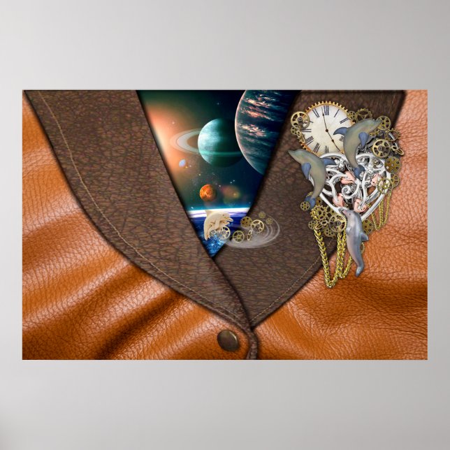 Poster Dolphin time on leather (Devant)