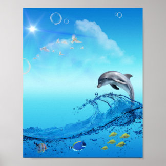 Poster Dolphin Wave Frutiger Aero