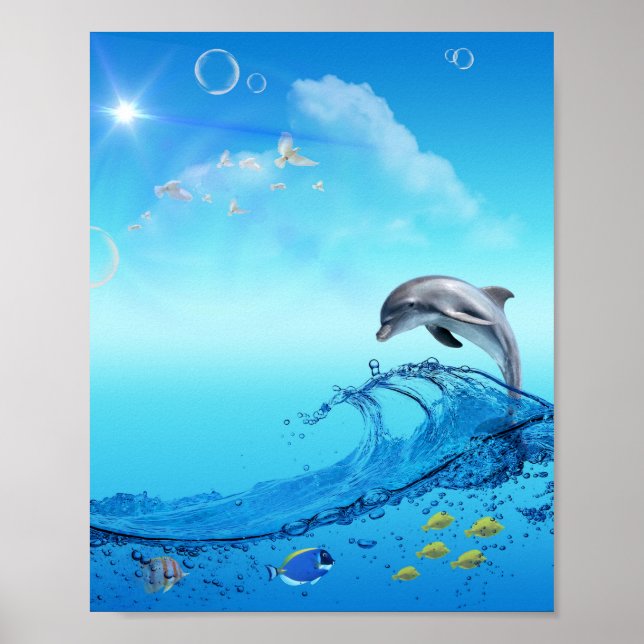 Poster Dolphin Wave Frutiger Aero (Devant)
