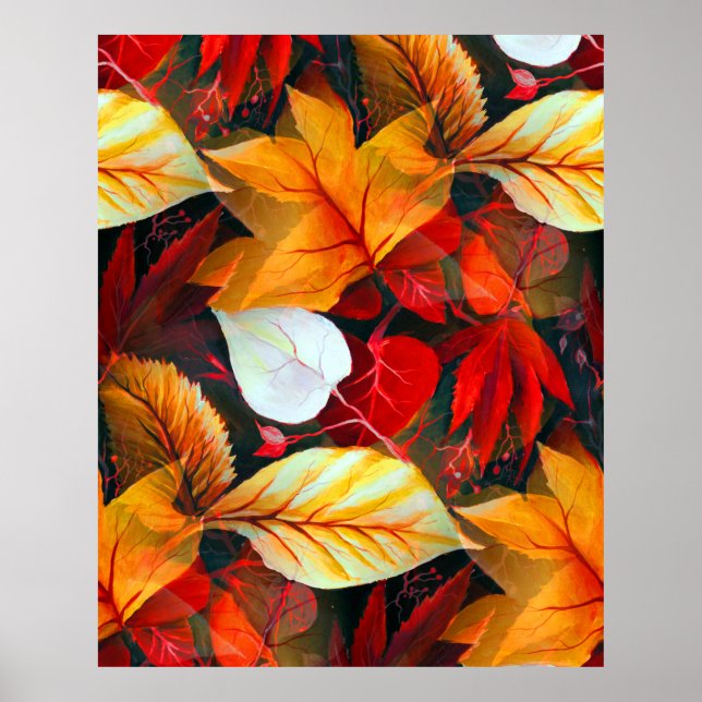 Poster Domaine du feuillage avec Feuilles d'érable aux co (Devant)