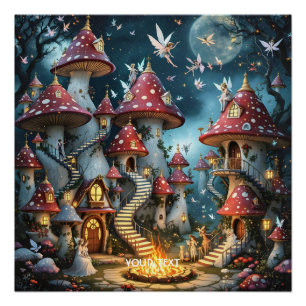 Poster Domaine forestier de champignons mignons d'Imagina