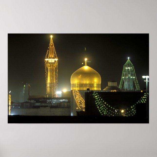 Poster Dôme doré du Complexe Sanctuaire Imam Reza à (Devant)