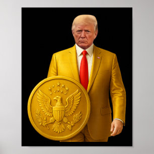Poster Dôme Doré Trump Grande Carte Américaine Patriotiqu