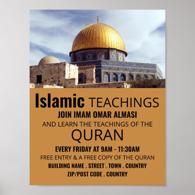 Poster Dôme du Rocher, l'enseignement islamique publicité (Devant)