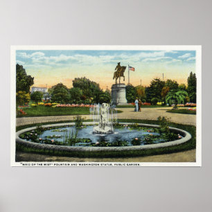 Poster Domestique de la fontaine de brume, statue de