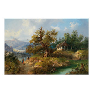 Poster Dominik Schufried Un paysage montagneux avec...