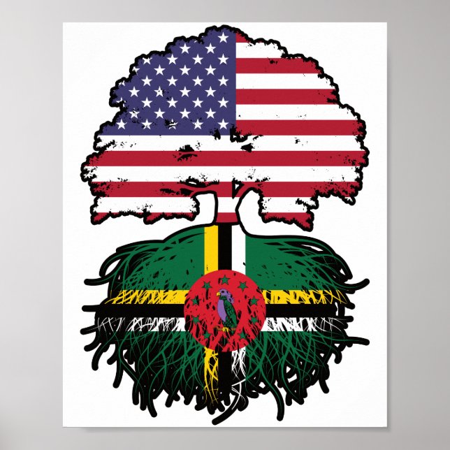 Poster Dominique Dominicain Américain Etats-Unis Drapeau  (Devant)