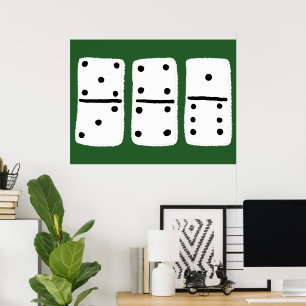 Poster Dominos blancs avec points noirs sur vert