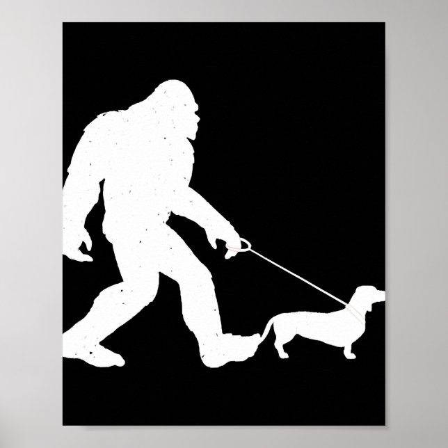 Poster Don de chien | Bigfoot Walking Dachshund Funny Wie (Devant)