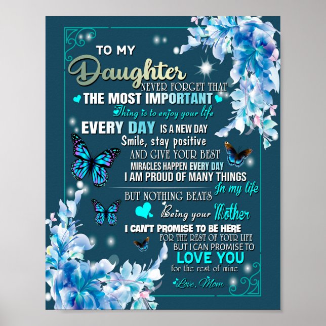 Poster Don de fille | Lettre À Ma Fille De Maman (Devant)