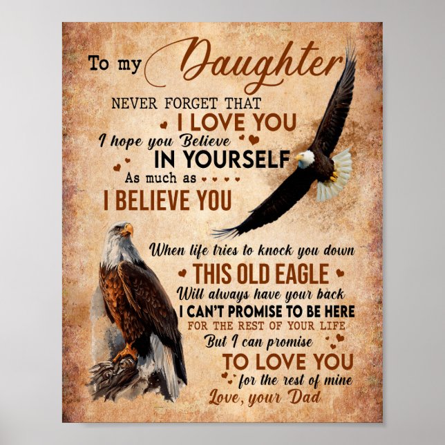 Poster Don de fille | Lettre À Ma Fille De Papa (Devant)
